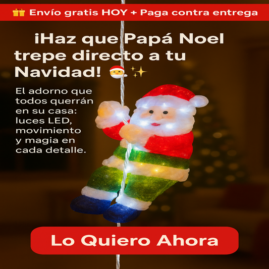 Papa Noel Escalador Decorativo Con Luces